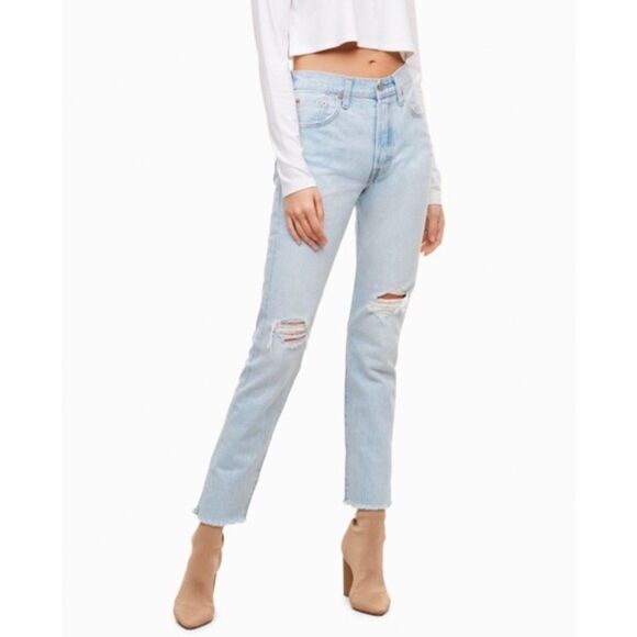 Levi’s 501 Skinny High Rise Denim Jeans Destroyed Light Blue 31 - Picture 3 of 9